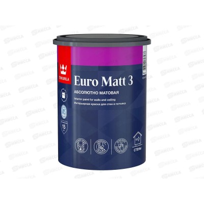 Краска интер стойкая Euro Matt 3 А гл/мат 0,9л Краска интер стойкая Euro Matt 3 А гл/мат 0,9л