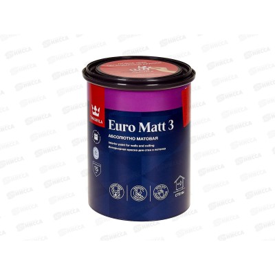 Краска интер стойкая Euro Matt 3 С гл/мат 0,9л Краска интер стойкая Euro Matt 3 С гл/мат 0,9л