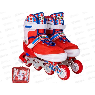 Ролики Dvizhok р.М 34-37 раздв., свет 1 колеса, черно-красный, 141V-670-8