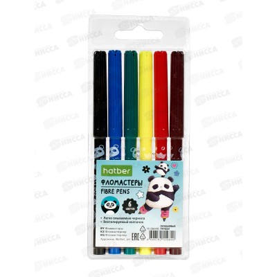 Фломастеры  6цв. Hatber Плюшевые панды "ECO"   FP_088348 *24/384 Фломастеры  6цв. Hatber Плюшевые панды "ECO"   FP_088348 *24/384