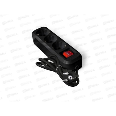 Удлинитель UNIVersal S-303 ПВС 3*1, 3 гн, с/з, выкл., 2м, черный, 2019
