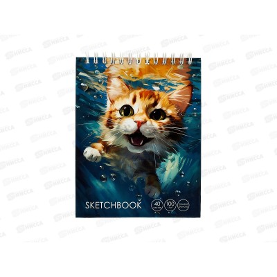Скетчбук ЭКСМ 40л А6+ Довольный котик, ТС6405441 *8 Скетчбук ЭКСМ 40л А6+ Довольный котик, ТС6405441 *8