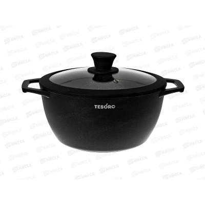Кастрюля Tesoro Florence 3л Induction total dark с крышкой, TF6630tdi Кастрюля Tesoro Florence 3л Induction total dark с крышкой, TF6630tdi