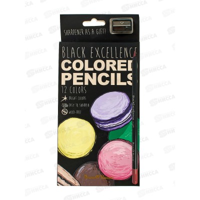 Карандаши 12цв АЛЬТ Black Excellence с точилкой, пласт. 30-0124 *12