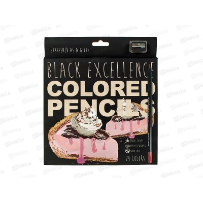 Карандаши 24цв АЛЬТ Black Excellence с точилкой, пласт. 30-0126 *12