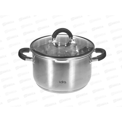 Кастрюля Lara Ника LR02-908 22*13,5см 5,1л индукц дно крышка стекло