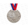 Медаль призовая 058 диам 5см 2место, серебро, с лентой 1672967