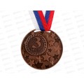 Медаль призовая 058 диам 5см 3место, бронза, с лентой 1672968