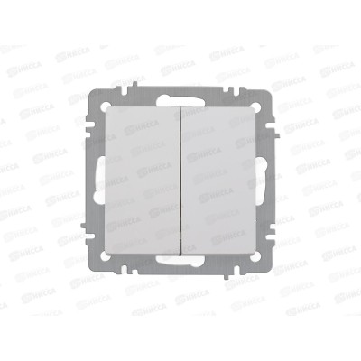 Выключатель INTRO Accent двойной, cкрытая установка, механизм под рамку, белый, 6-104-01 *10/200