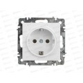 Розетка INTRO Accept cкрытая установка 2Р+E, с заземление, механизм под рамку, белый, 6-202-01 *10/200