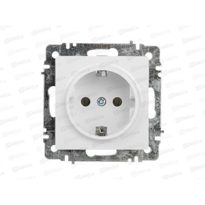 Розетка INTRO Accept cкрытая установка 2Р+E, с заземление, механизм под рамку, белый, 6-202-01 *10/200
