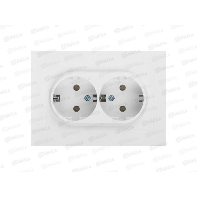 Розетка INTRO Accept двойная, cкрытая установка с заземлением  2x2Р+E, IP20, белый, 6-205-01 *10/100