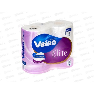 Бумага туалетная Linia Veiro Elite Белый 9C44 4слойная 4рулона *10