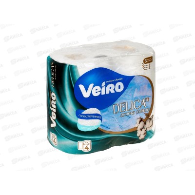 Бумага туалетная Linia Veiro Delicate Белый 9C34 Aroma cotton 3 слойная 4рулона *10