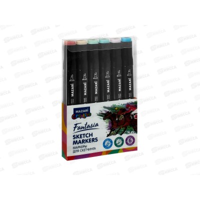 Маркеры MAZARI FANTASIA,д/скетчинг,,6цв,Pastel colors M-15003-6A *10