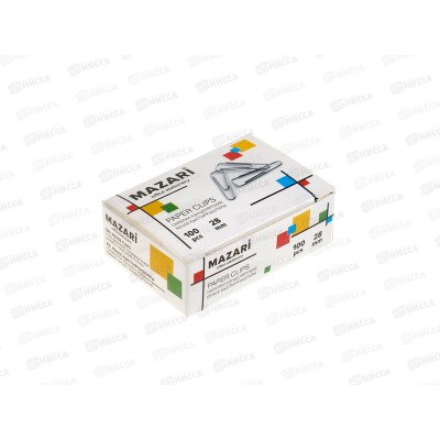 Скрепки MAZARI 28мм 100шт, треуг.,оцинк. М-6892 *10/120 Скрепки MAZARI 28мм 100шт, треуг.,оцинк. М-6892 *10/120