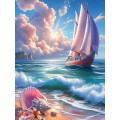 Холст с красками 30х40см Яхта на берегу, Х-5180