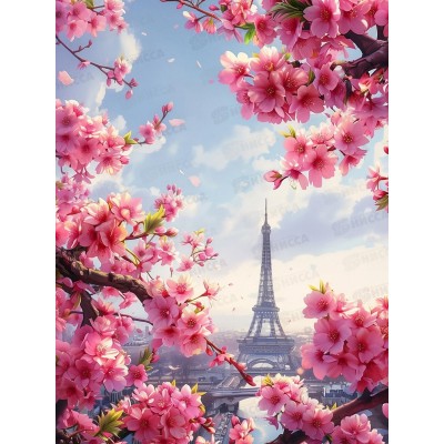 Холст с красками 30х40см Париж в цветах, Х-5200
