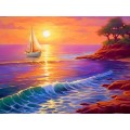 Алмаз. мозаика (класс.) 40х50см Парус на закате, НД-0596 с подр.