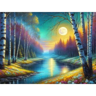 Алмаз. мозаика (класс.) 40х50см Устье реки, НД-8953 с подр.