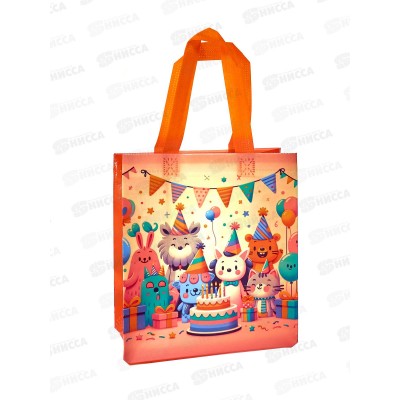 Пакет подар. неткан. материал Mazari С Днем рождения 23*25*12см М-8222