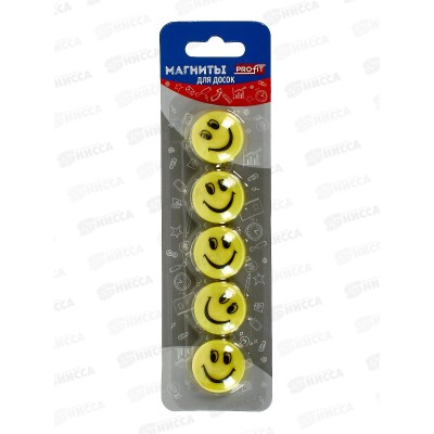 Магниты Profit Смайлики d=30, 5шт, МН-7773  *24/144 Магниты Profit Смайлики d=30, 5шт, МН-7773  *24/144