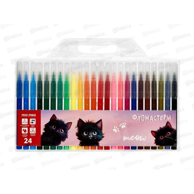 Фломастеры 24цв. ПП Черный котик, блистер, ФЛ-4891 *12/144