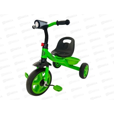 Велосипед трехколесный МЕТЕОР, ФОНАРИК зеленый, ВЛ-2664