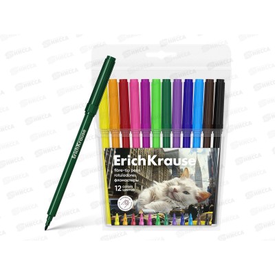 Фломастеры 12цв. EK Big City Cats. в футляре. 62990 *12