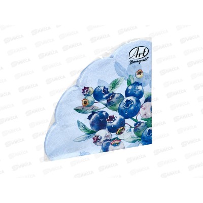Салфетки 3 слойные 12 листов Ф32см Art Bouquet Rondo Черника на голубом фоне 25393*15