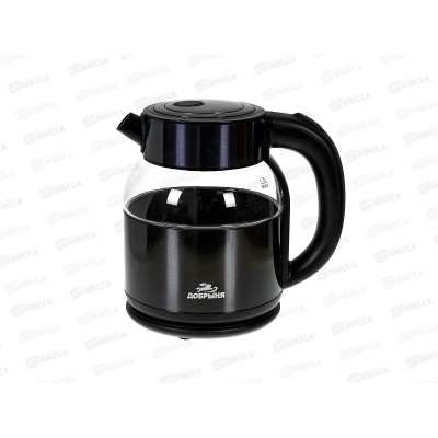 Чайник электрический DO-1264D 1800Вт 1,7л стекло, металл чернильный цв Чайник электрический DO-1264D 1800Вт 1,7л стекло, металл чернильный цв