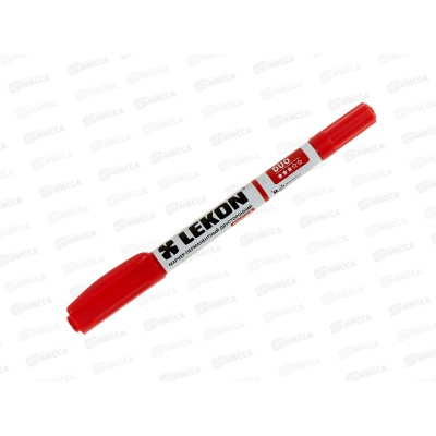 Маркер LEKON DUO перманентный двухсторонний, красный *12/144/1728 Маркер LEKON DUO перманентный двухсторонний, красный *12/144/1728