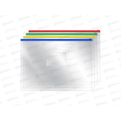 Папка-конверт OfficeSpace А4 zip-молния, ассорти 1778 *12