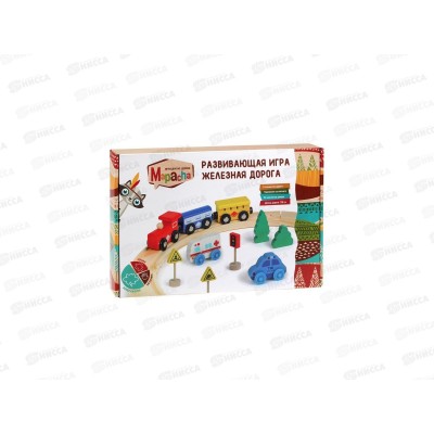 Железная дорога из дерева, 18 эл., длина 128см, 76907 Железная дорога из дерева, 18 эл., длина 128см, 76907