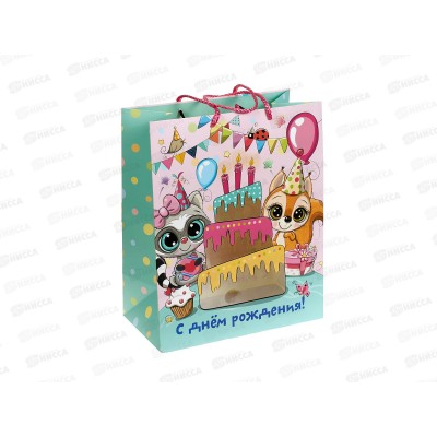 Пакет подарочный 26*32*14см с окошком детский, L, PWL-113296-AN  *12