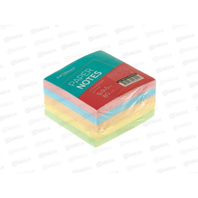 Блок д/записей INFORMAT 9*9*5 Куб, пастель 5цв NPС5-909050 *18
