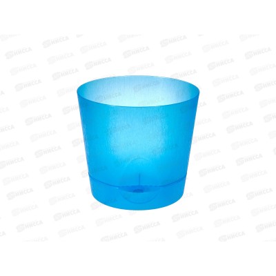 Горшок(кашпо) для цветов 2л прозрачный голубой с поддоном *30  ИНТ