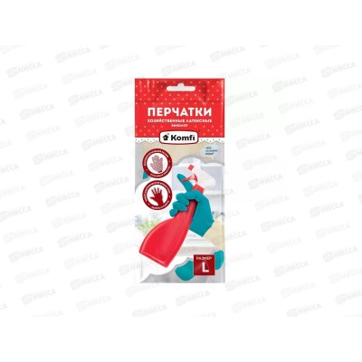 Перчатки BICOLO7 Перчатки хозяйственные латексные беж-бирюз р.L 2шт *12/144