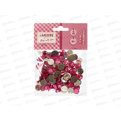 Стразы пришивные deVente Круглые акрил. 12мм 30г розовые 88004323 *12