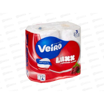 Бумага туалетная Linia Veiro LUXX Малина Aroma 3-х слойная 4 рулона *10 5С34Aroma