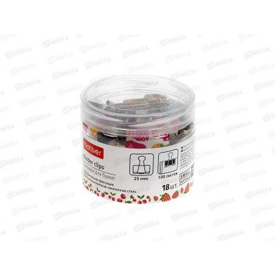 Зажим д/бумаг 25мм 18шт Hatber Fruity. 062832 *1/24 Зажим д/бумаг 25мм 18шт Hatber Fruity. 062832 *1/24