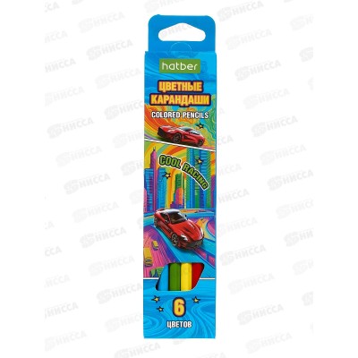 Карандаши  6цв Hatber Cool racing &quotECO" 090017 *24