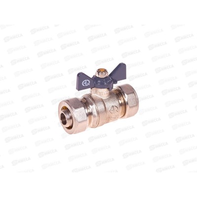 Кран шаровый для МП труб F 20*20 В цанга-цанга бабочка, 00873 *10/100
