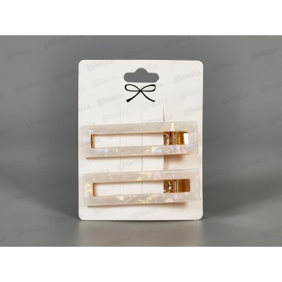 Заколка-уточка металл пластик перлам &quotКвадрат&quot №10607 (уп 2шт)