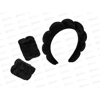 Набор ободок+2 повязки д/умыв бархат цветной №2169