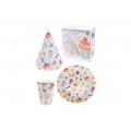 Набор для праздника Сладости (тарелка 6, стаканы 6,колпаки 6) ФЛ-6205