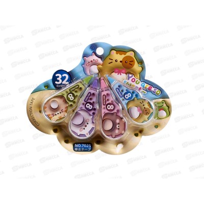 Корр.лента Basir набор 4шт. Забавные животные  8м роллер 7025/576 *24