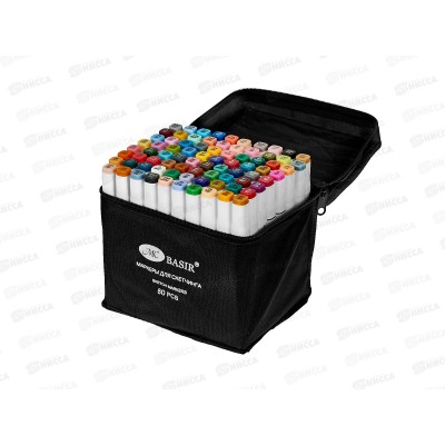 Маркеры Basir д/скетчинга 80цв, кистевидные/клиновидные MC-5600-80 *12