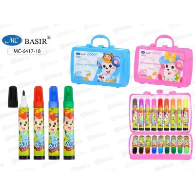 Фломастеры 18цв. BASIR Мышки, чемоданчик  MC-6417-18  *24/96 Фломастеры 18цв. BASIR Мышки, чемоданчик  MC-6417-18  *24/96