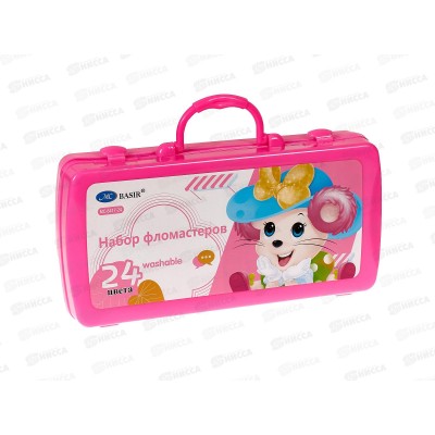 Фломастеры 24цв. BASIR Мышки, чемоданчик  MC-6417-24  *24/72 Фломастеры 24цв. BASIR Мышки, чемоданчик  MC-6417-24  *24/72